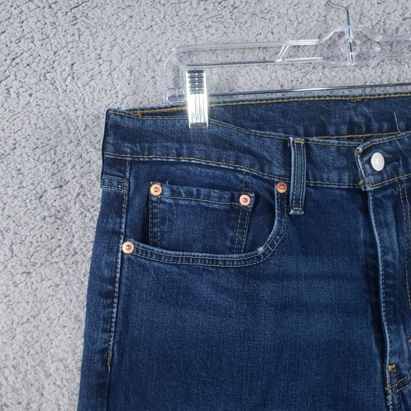 🚫SOLD🚫LEVI'S 527 Boot Cut Jeans Mens Sz 34x30 Dark Washed Faded Whiskered - Picture 5 of 14